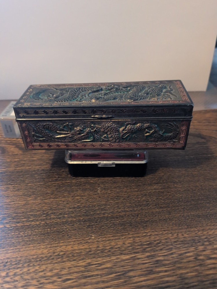 Vintage Brass Oriental Stamp Dispenser