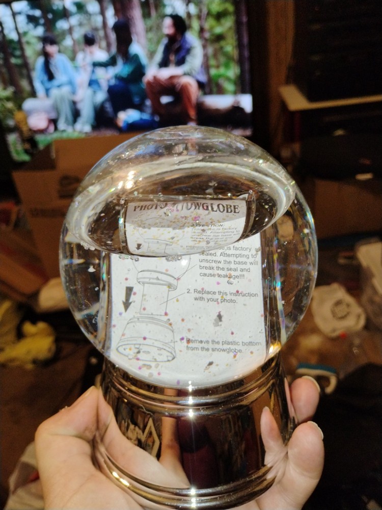 Customizable Photo Insert Snow Globe Silver Base Glass Plastic Clear Silver