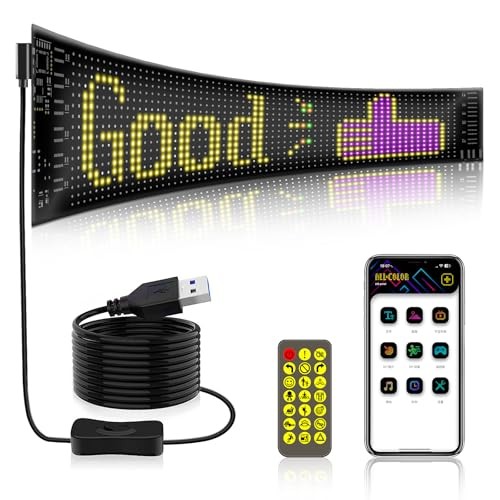 LED Sign for Car - 7"x3" Flexible LED Matrix Panel | DIY Programmable Small