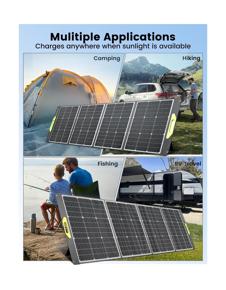 200W Portable Solar Panel, Greenmagic 200W Foldable Solar Panel Lightweight w...