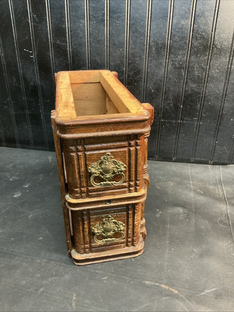 Vintage Treadle Sewing Machine 2 Drawer Storage Cabinet Brass Pulls