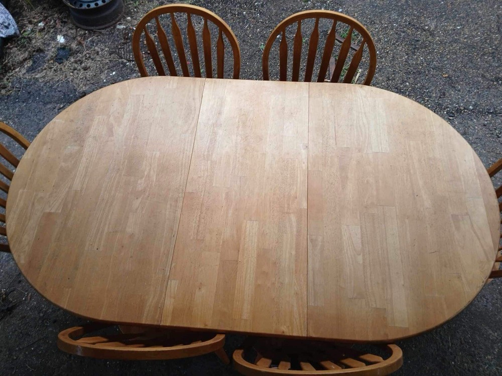 Solid Oak Dining Table With 6 Chairs Set