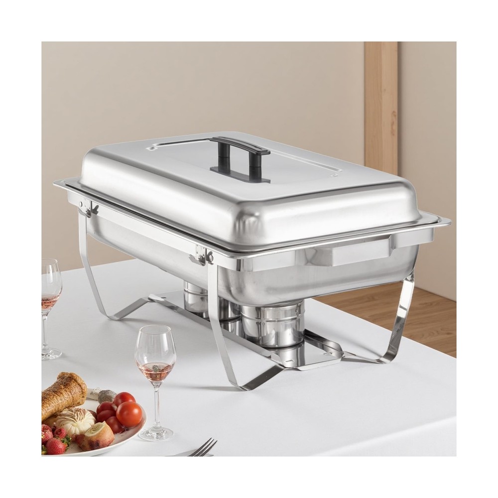 Chafing Dish Buffet Set 4 Packs,9 Quart Stainless Steel Foldable Rectangular ...