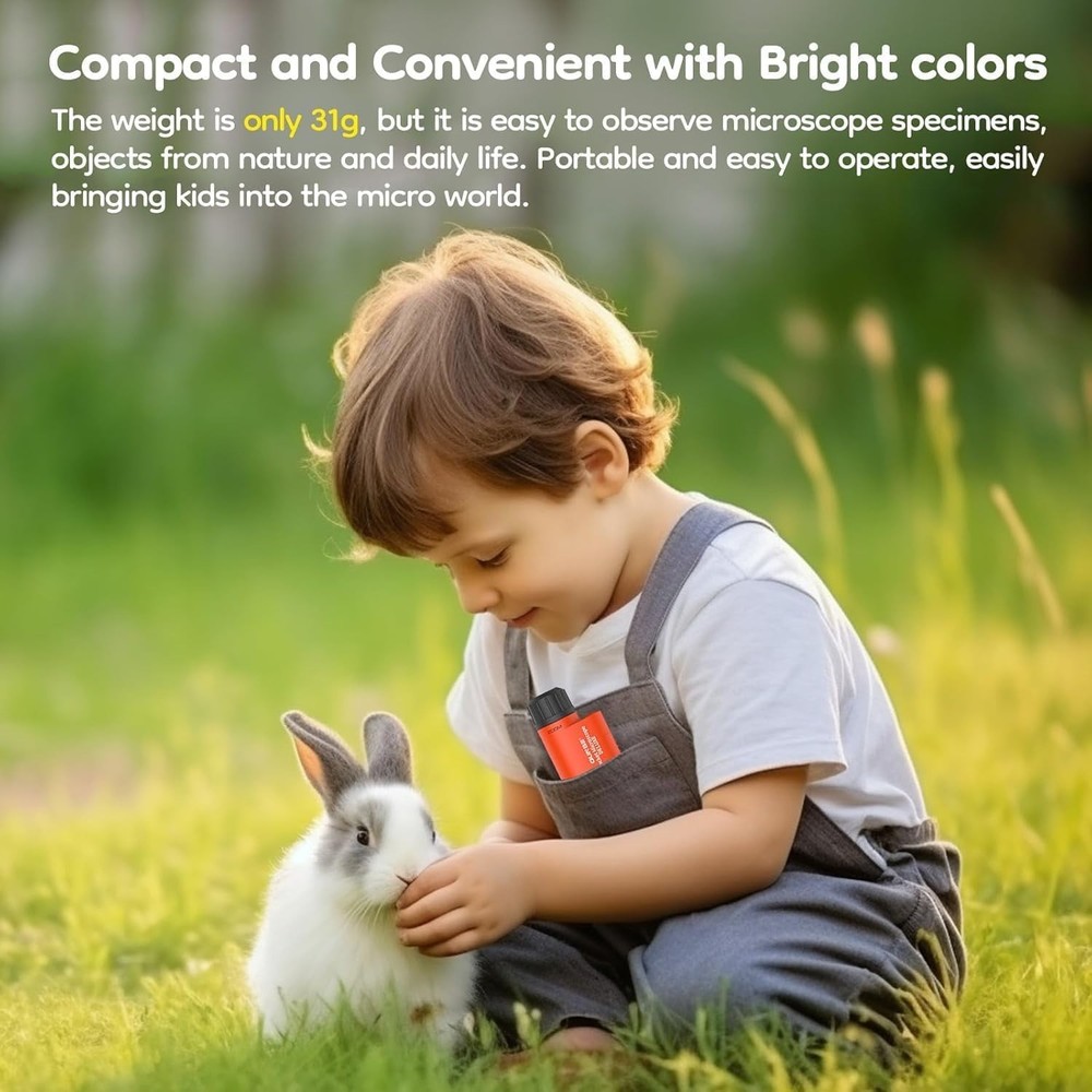 Pocket Mini Small Microscope, 60x-120x Handheld Microscope LED Lighted Zoom with