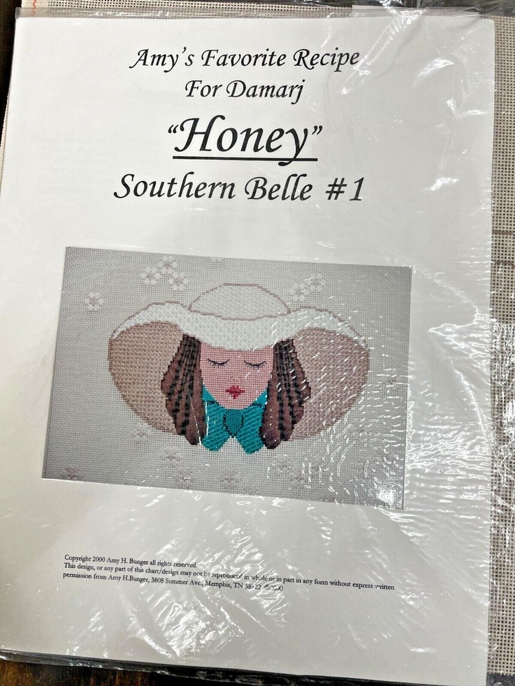 Amy's  Damarj HONEY SOUTHERN BELLE # 1  needlepoint canvas and guide  2000