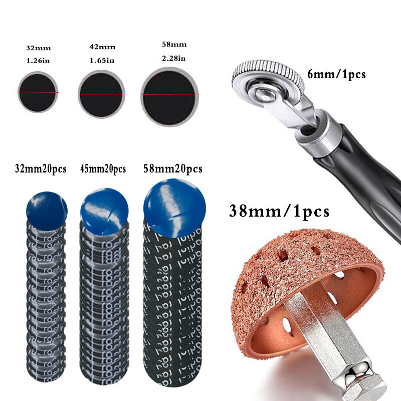 60pc Tire Patch Roller Tool Kit Buffer Polishing Wheel Tire Repair Grinding Head