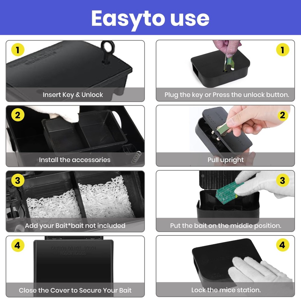 12 Pack Key–Required Rat Stations & Stations – 6 Large & 6 Compact, Lockable ...