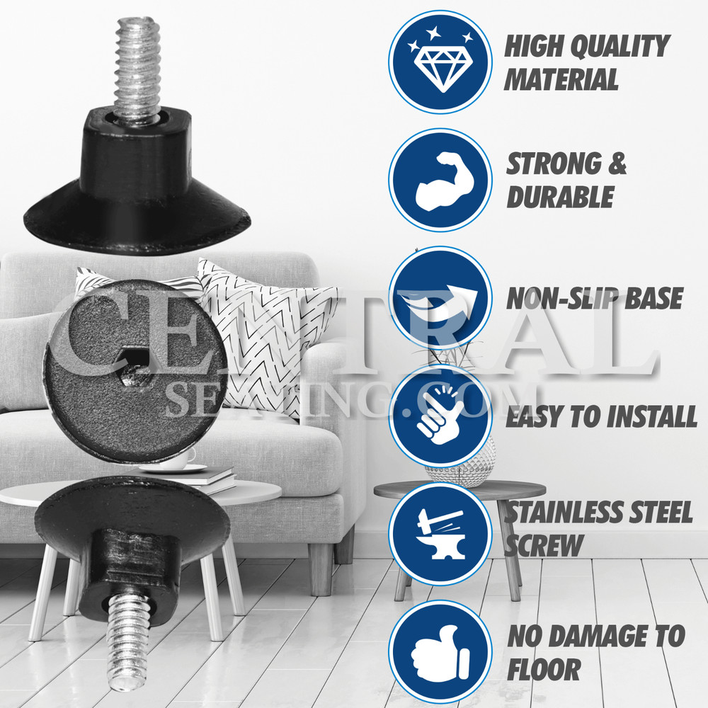 1"H Table Base Feet Leveler 12-Pack Black Plastic Stabilizer Wedges Leveling