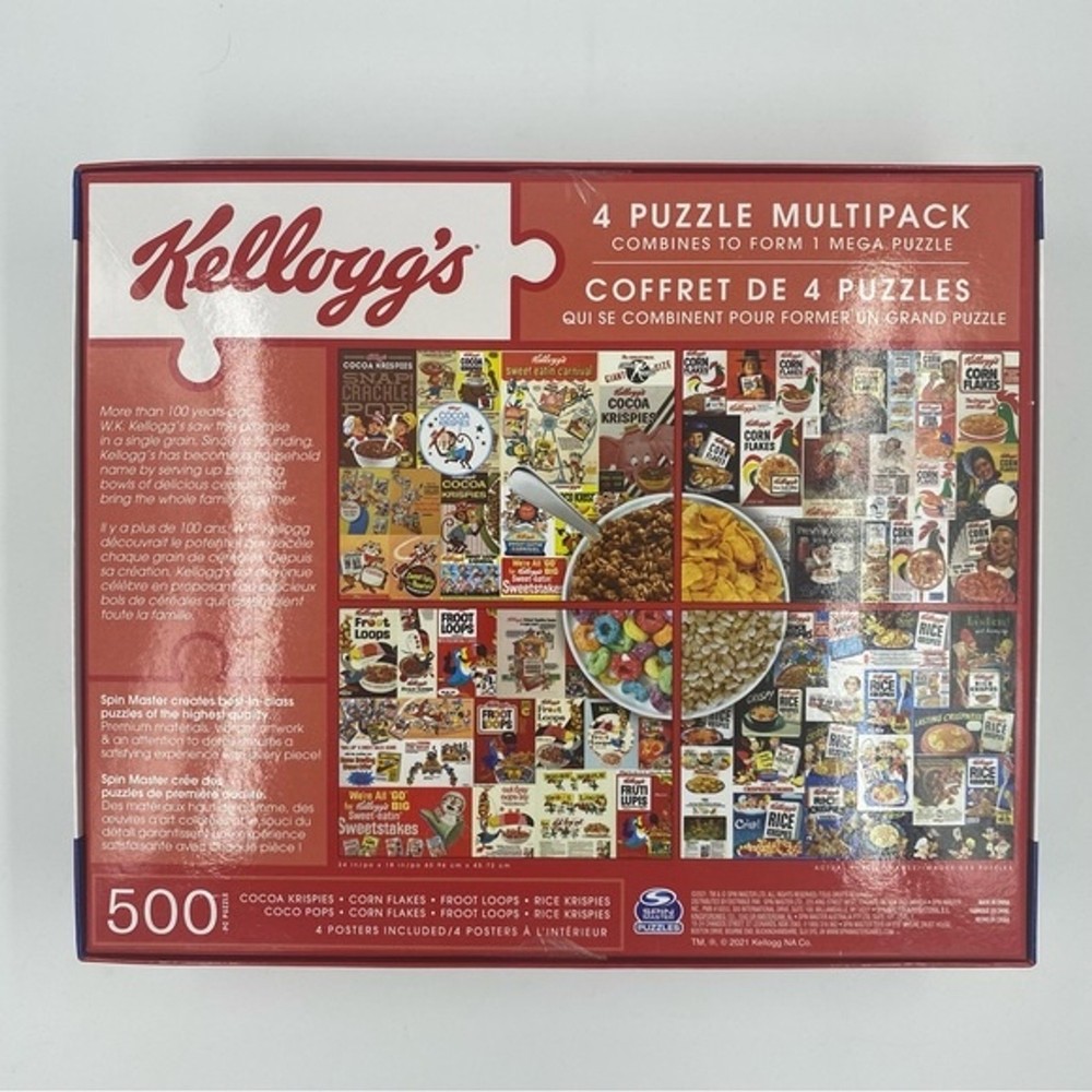NIB NWT Spin Master Kellogg's 4 Puzzles with posters