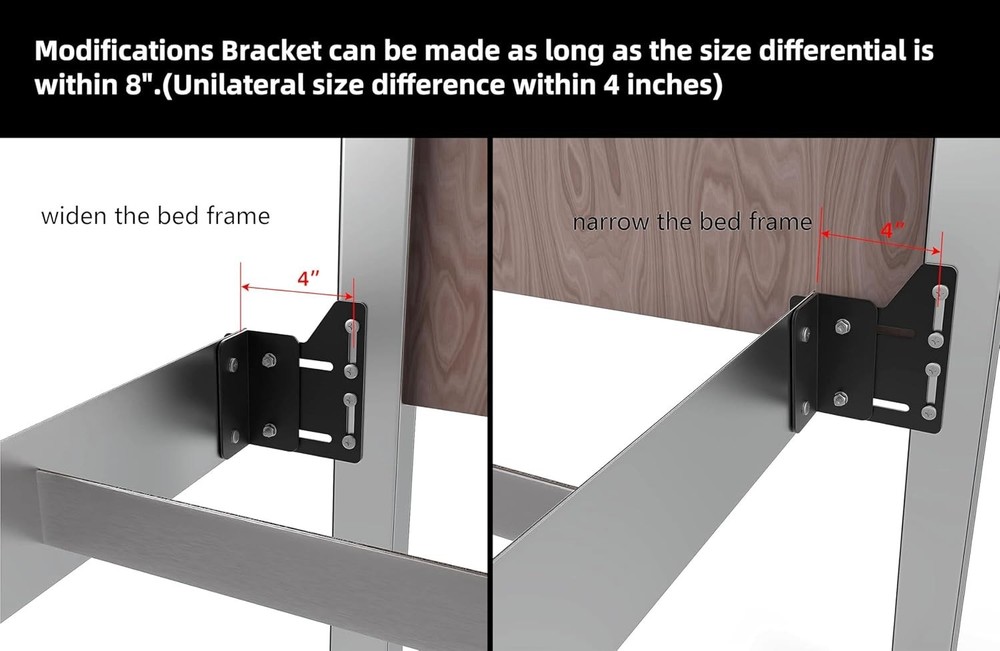 2 Pcs Bed Frame Brackets Adapter for Headboard Extra, Heavy Duty Bed Modifica...