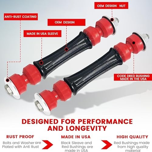 Front Sway Bar Stabilizer Link Kit FITS Silverado, CODE RED Front Link Kit