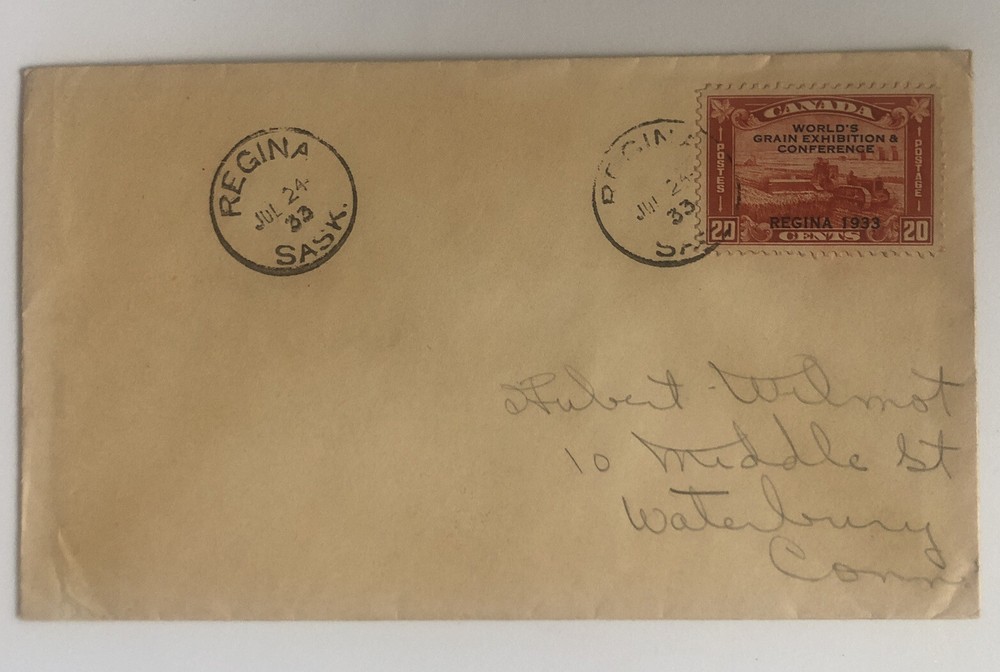 Canada, Postage Stamp 1933 Regina Wheat Tractor On Postmarked Regina Envelope