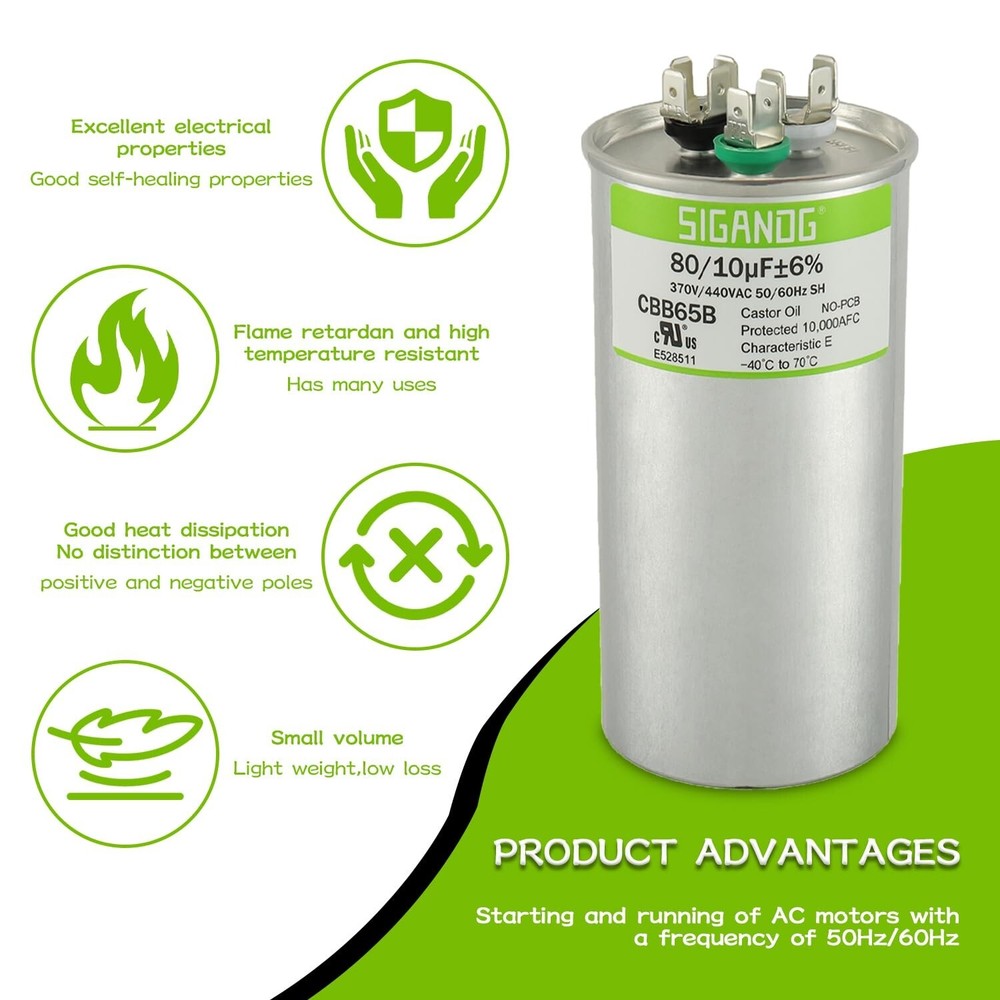 Durable 80+10 MFD 440V AC Capacitor for Effective Air Conditioning Systems