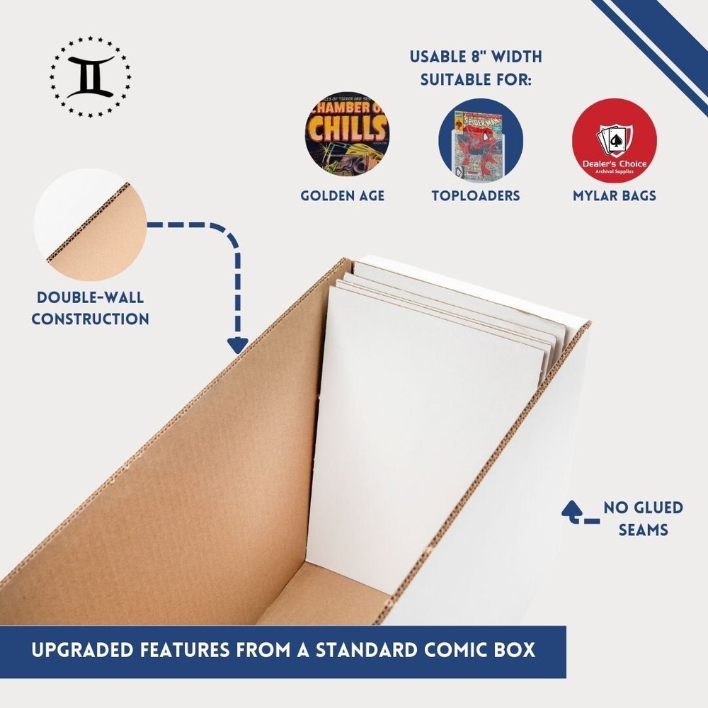 GEMINI Thick-Grip Short Comic Storage Box with Box Divider Bundle