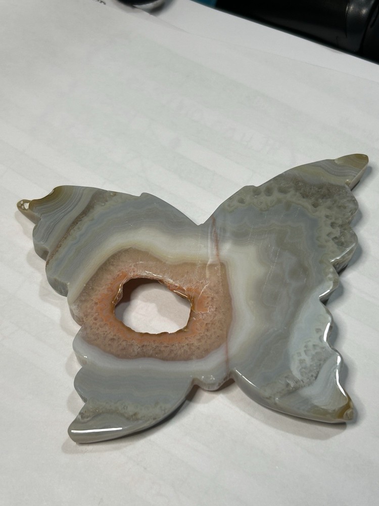Lace Agate Druzy Butterfly Stone Shelf Table Decor