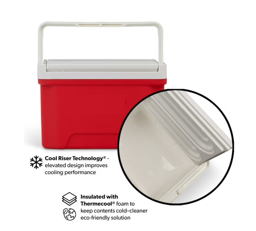 9 QT Laguna Ice Chest Cooler, Red