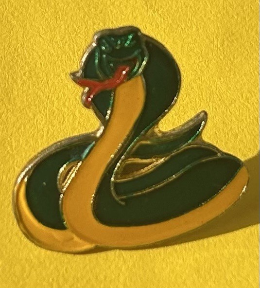 Vintage Cobra Snake Green & Yellow Lapel Hat Pin