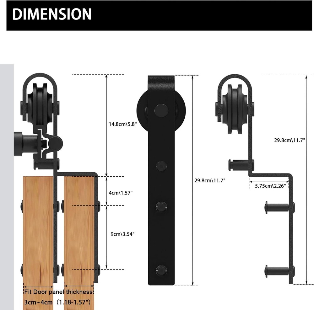 CCJH 5-20FT Bypass Sliding Barn Door Hardware Kit for Double Doors,Space Saving