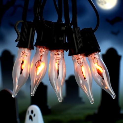 25-Pack Flickering Flame Light Bulbs, E12 Gothic, Themed, Whimsical, Mysterious