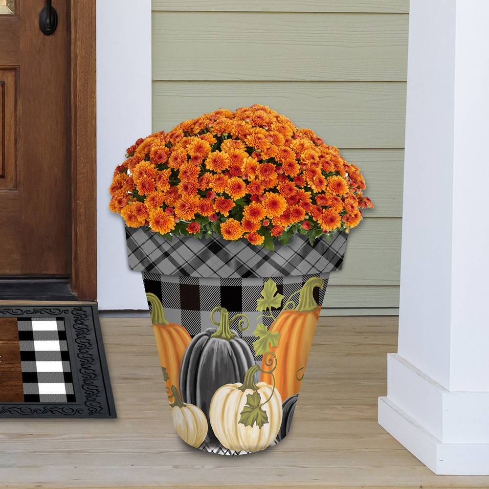 Briarwood Lane Checkered Pumpkins Large Planter