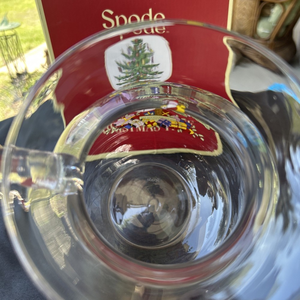 Spode Christmas Tree Glass Pitcher with Handle, 96oz., NEW!