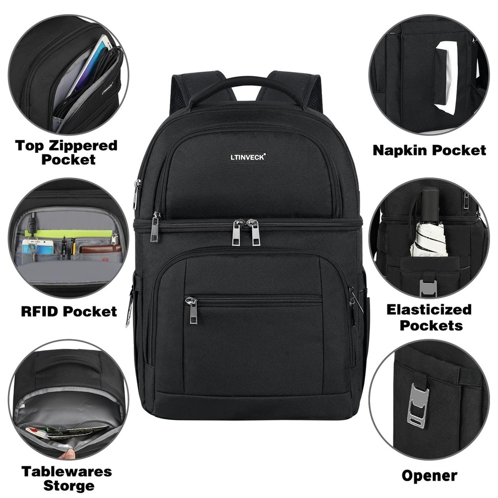 Cooler Backpack,30 Cans Insulated Backpack Cooler Leakproof Double Deck Cooler B