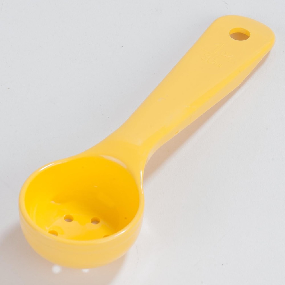 492304 Perforated Short Handle Portion Control Spoon 1 oz Yellow
