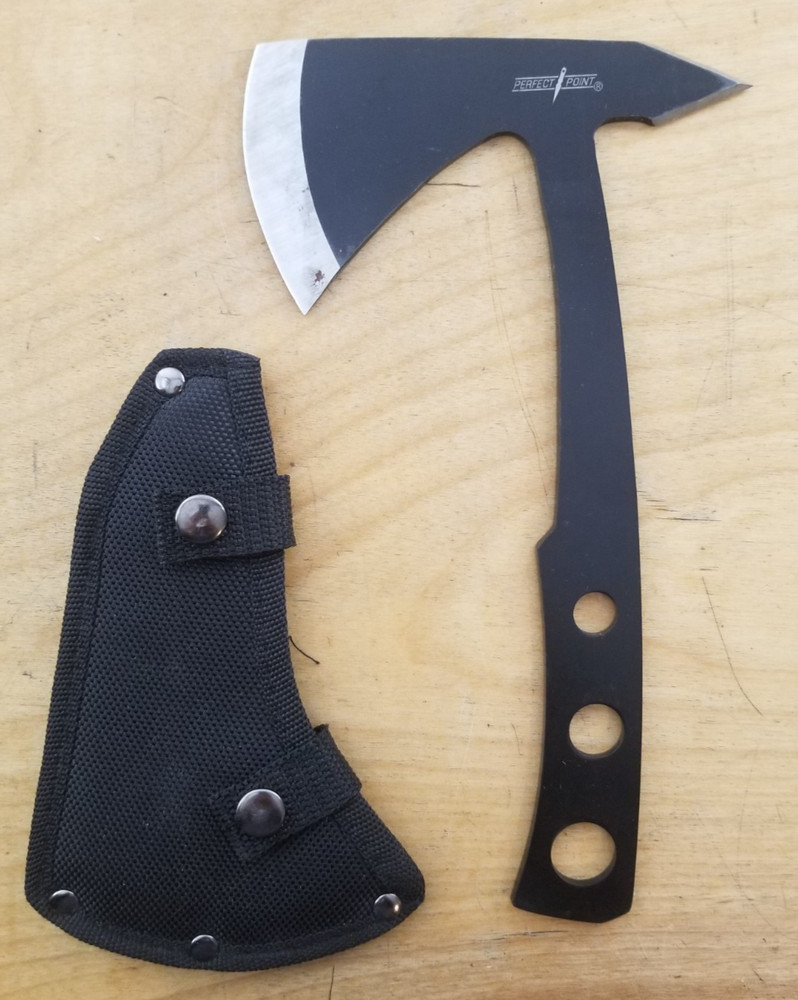 Perfect Point 9.5" Black Stainless Throwing Axe with Sheath