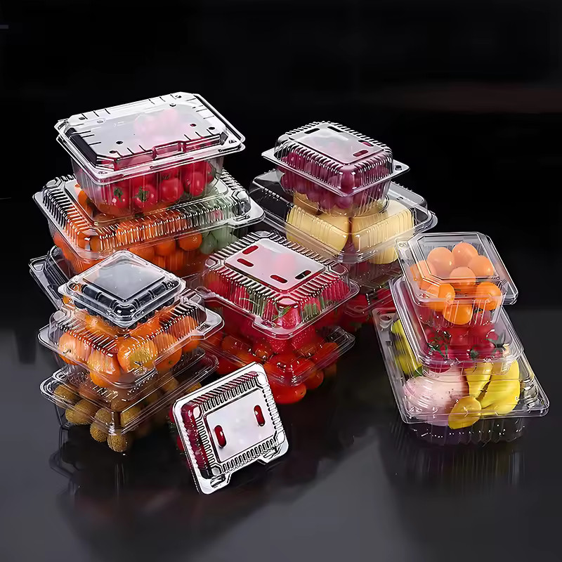 50PCS Clear Pastry Boxes Leakproof Plastic Cake Tray Display