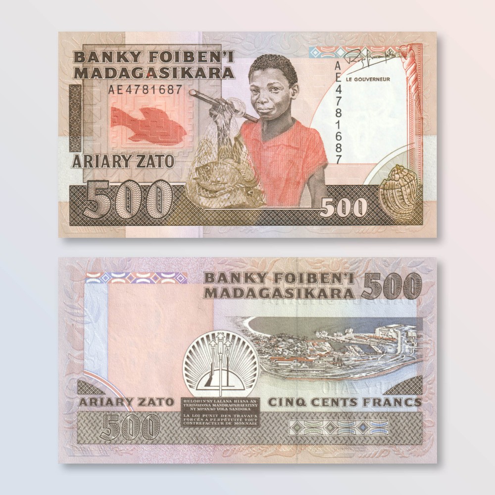 Madagascar 500 Francs, 1988, B305b, P71b, UNC