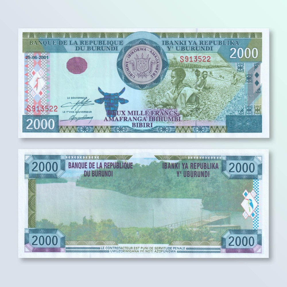Burundi 2000 Francs, 2001, B228a, P41a, UNC
