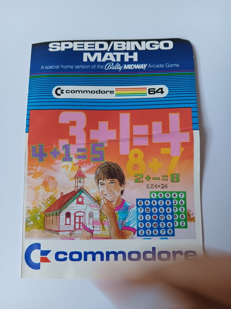 Commodore 64 Speed/Bingo Math Computer Game Cartridge Tested/Works Box Damage