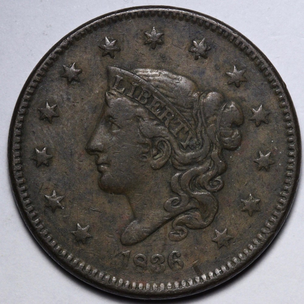 1836 Coronet Head Large Cent XF E120 GYNM