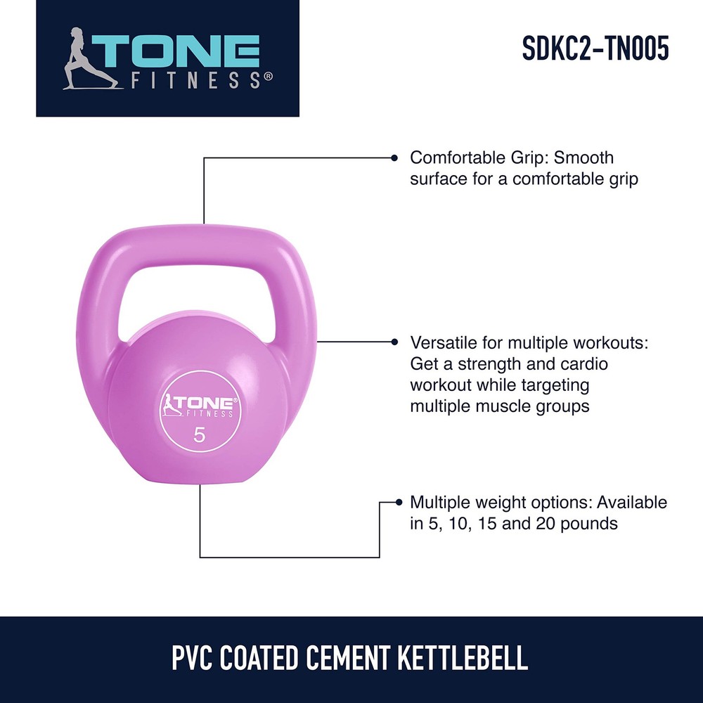 Vinyl Kettlebell, 5-Pound, Pink
