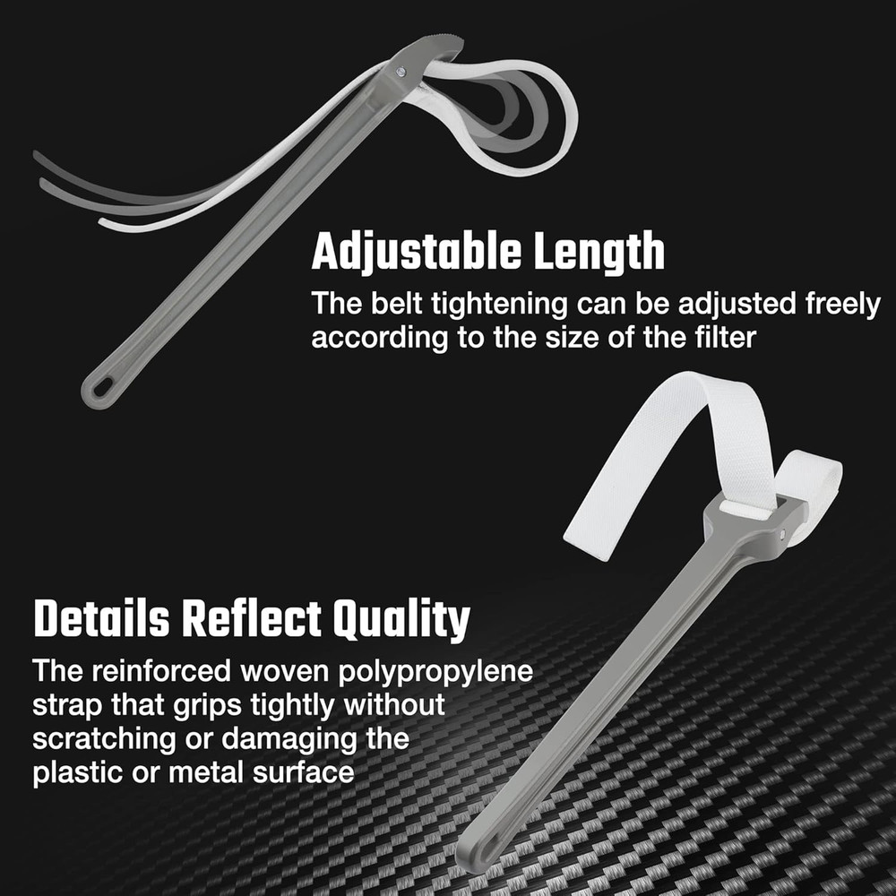 Strap 18" Handle, Adjustable Nylon Strap Pipe Wrenches, Oil Filter Strap Opener