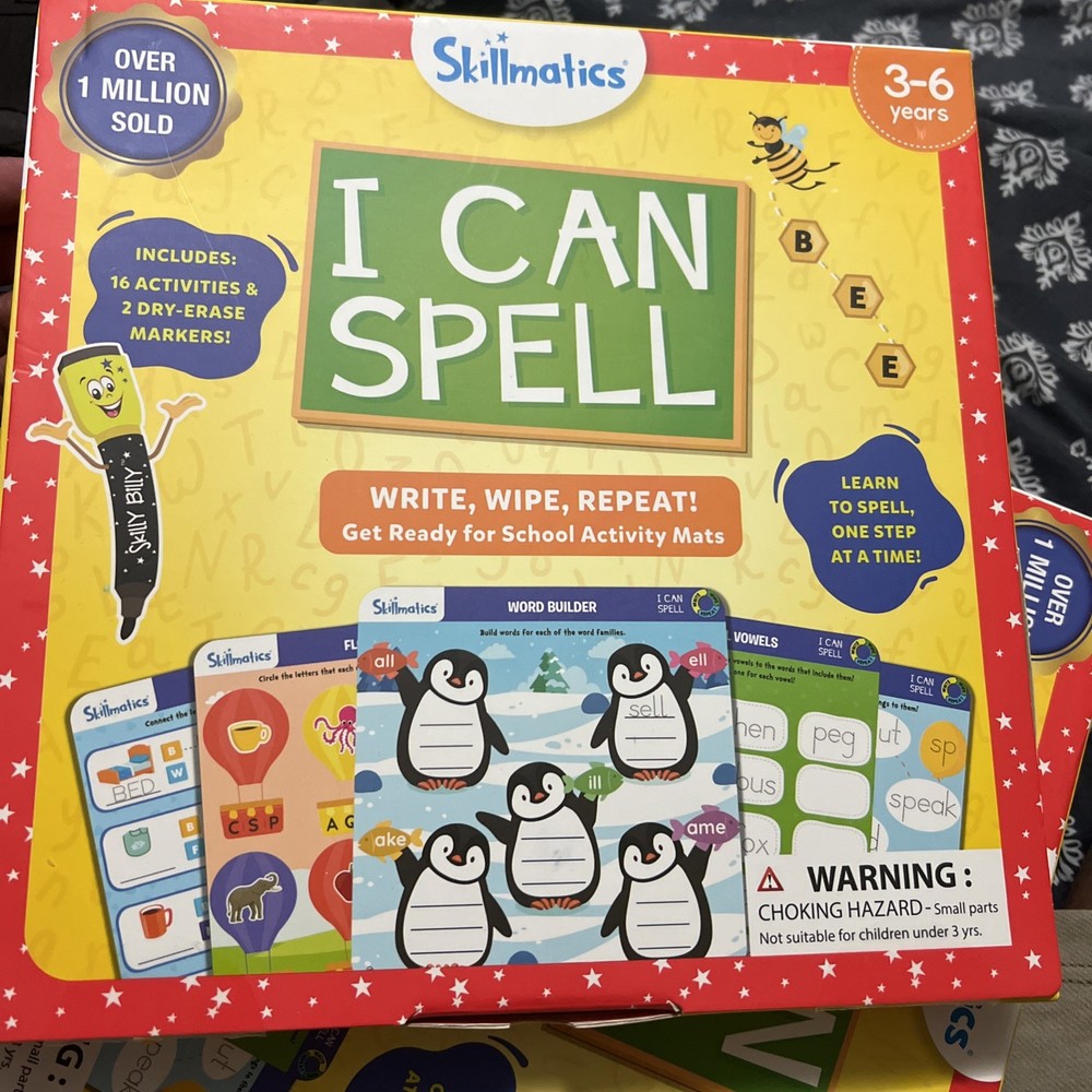 Skillmatics "I Can Spell" Write, Wipe, Repeat Activity Mats 3-6 Years