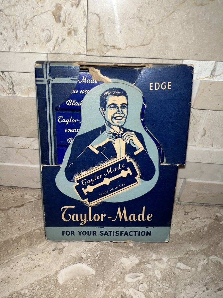 VINTAGE TAYLOR- MADE DOUBLE EDGE BLADE BOX RAZOR BLADES INCOMPLETE