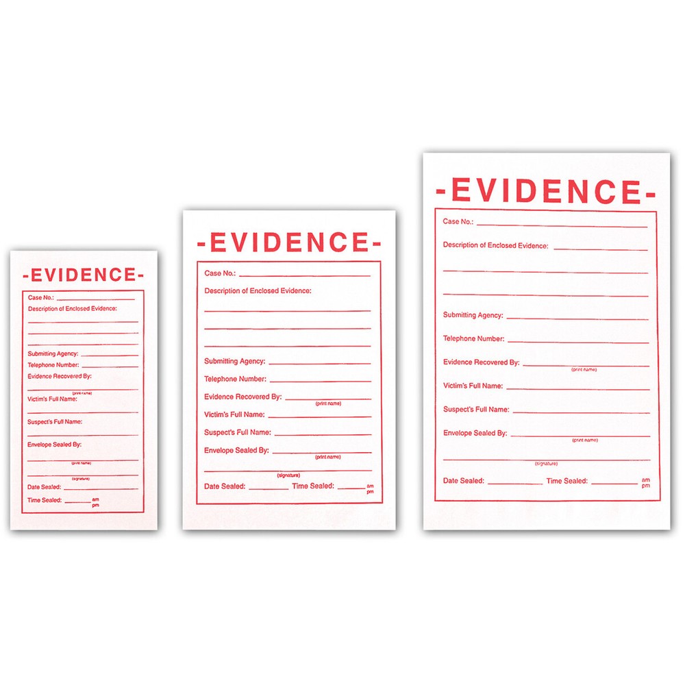 Tri-Tech Forensics 5x7.5" Small Evidence Envelopes, White, 100-Pack #ENVW5X7.5
