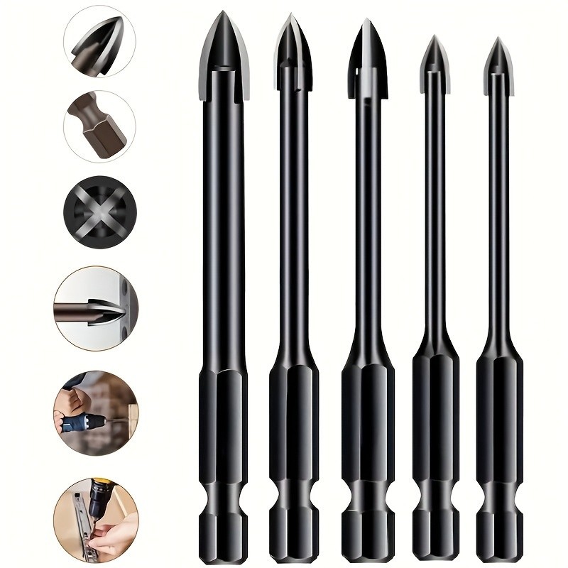 Multi-Material Drill Bit Set - Hex Shank for Tile, Concrete, Wood Drilling