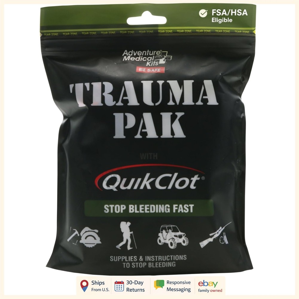 Compact First Aid Kit with QuikClot Sponge for Trauma and Emergency Needs