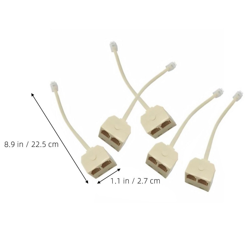 5 Pcs 2 Way Telephone Plug Landline Splitter Adapter Socket