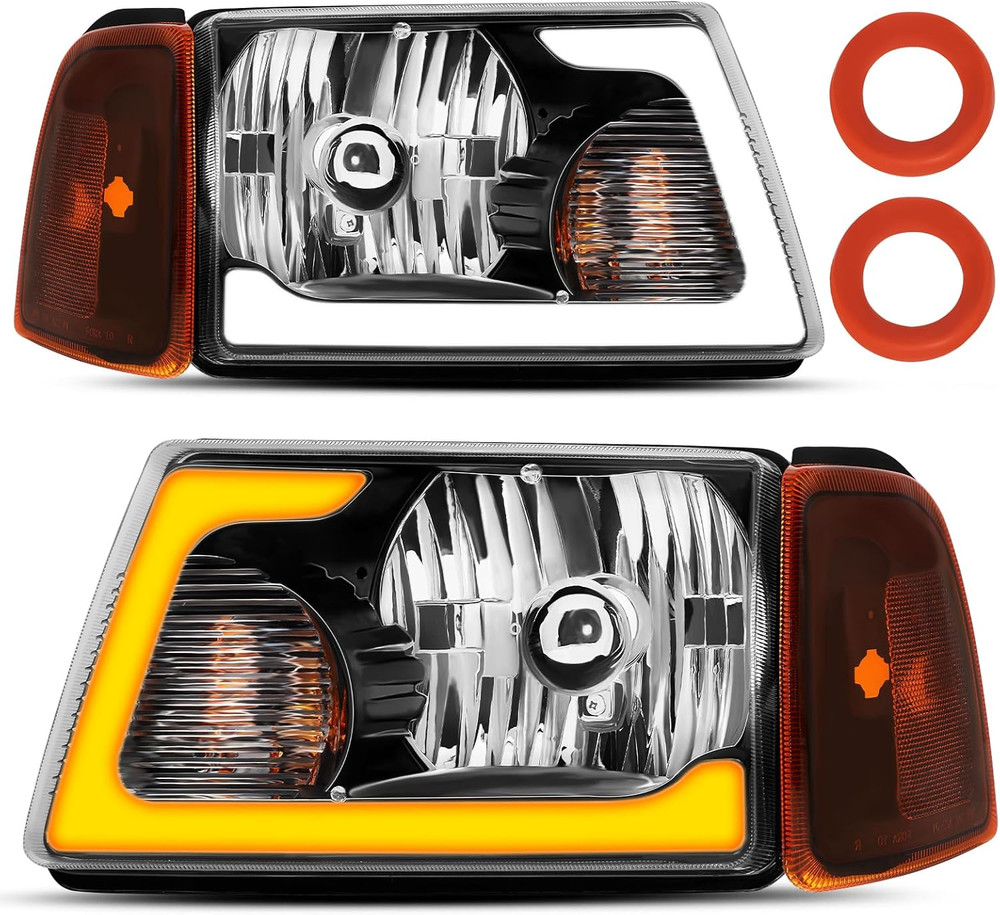 Headlight Assembly Fit for 2001-2011 Ford Ranger W/Led DRL Sequential Turn Light