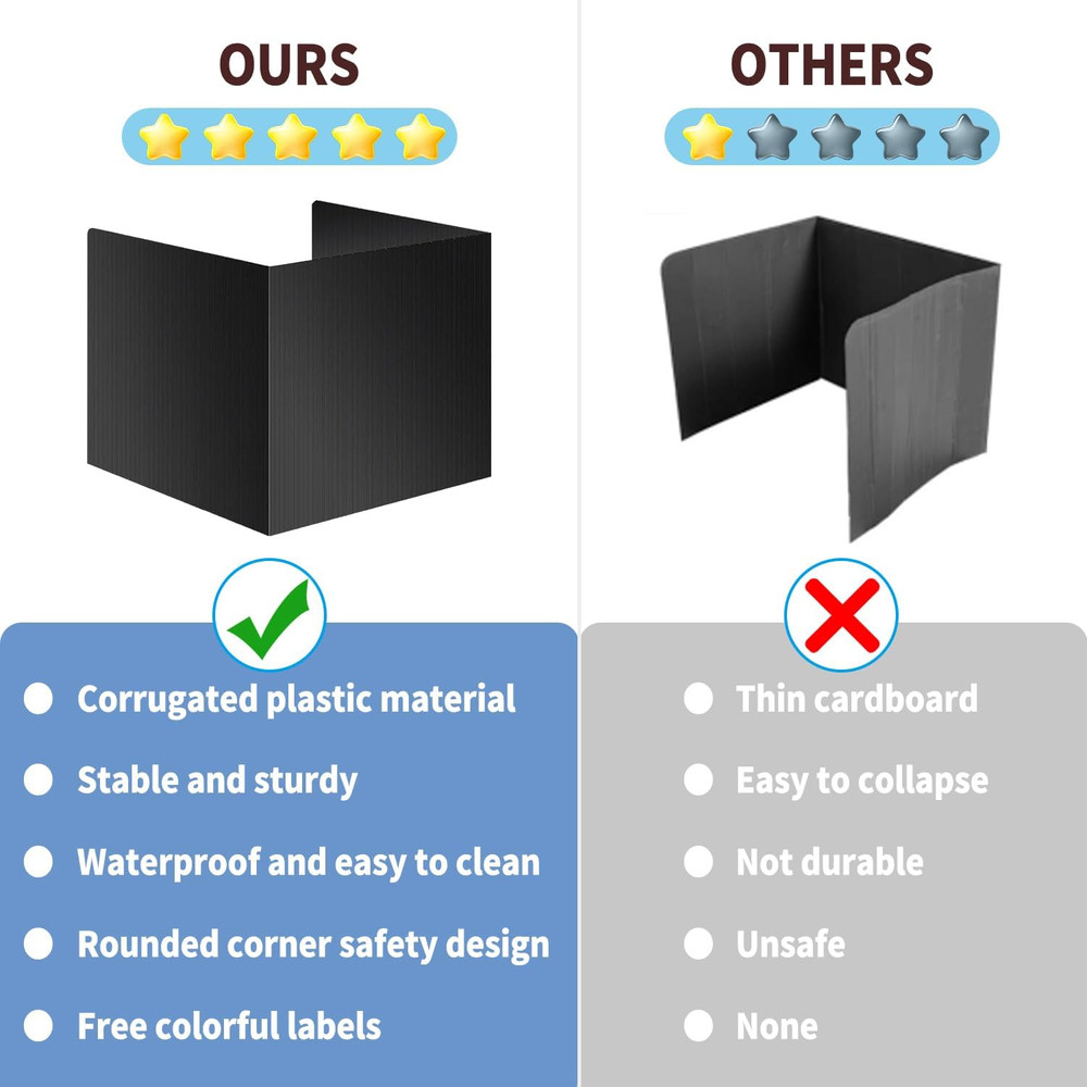 2 Pack Black Desk Dividers for Students, Waterproof Plastic Study Boards, Durabl