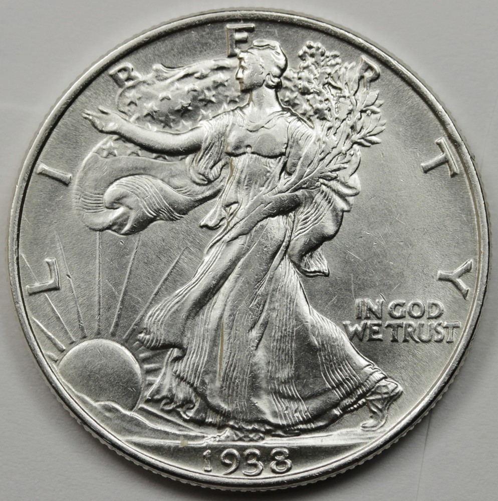 1938-p Walking Liberty Half.  A.U.   *Inventory-A~