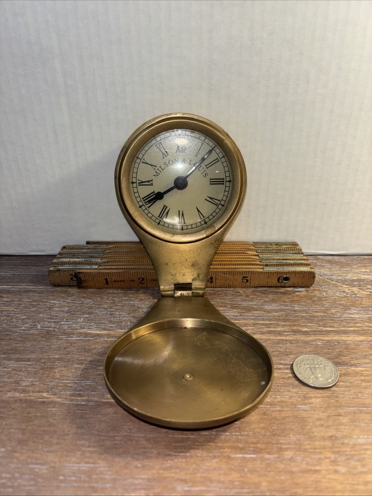 Brass Flip Open Milson & Louis Clock Nice Patina