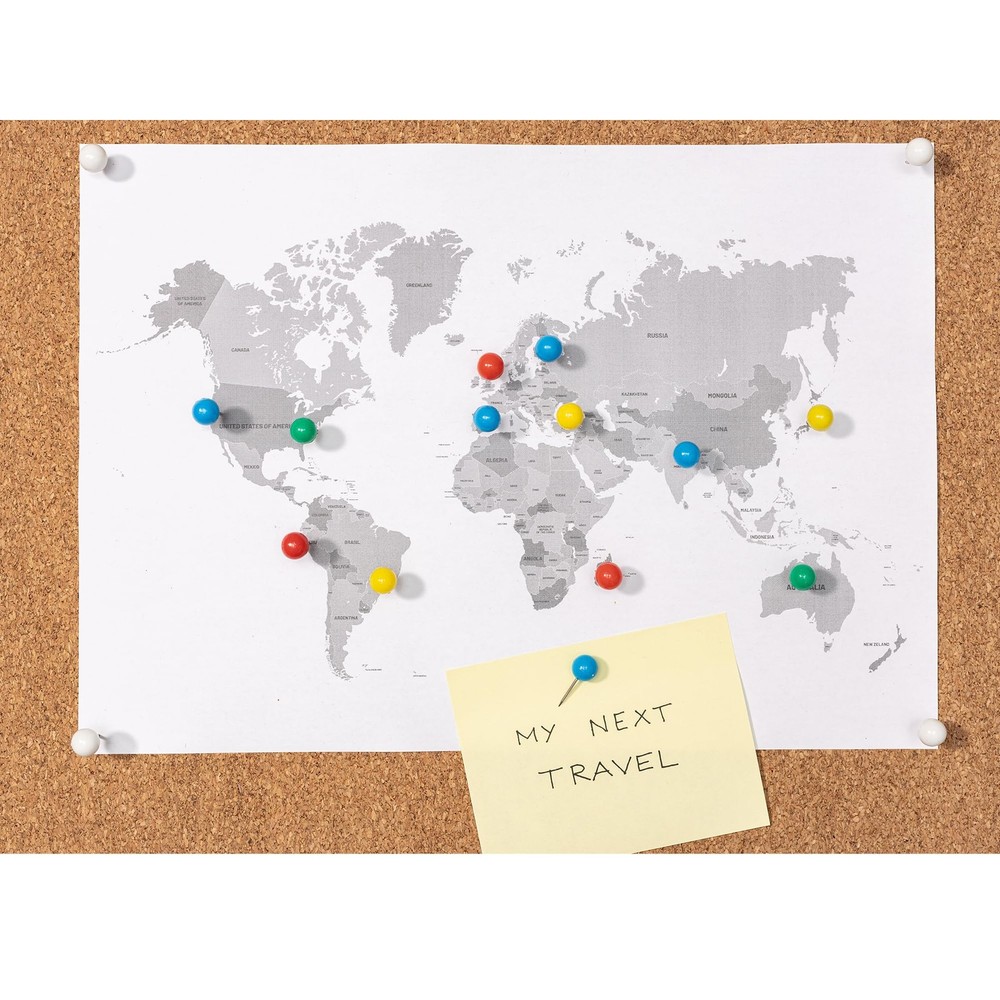 1000 PCS Push Pins Map Tacks,Multi-Color 1/8" Round Head with Silver