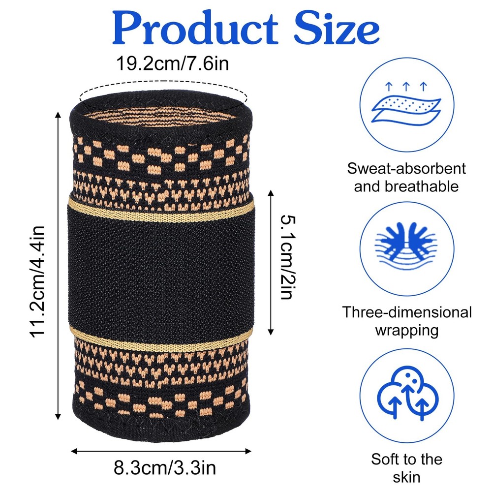 HJZHII 1 Pair Copper Wrist Compression Brace, Elastic Support Medium