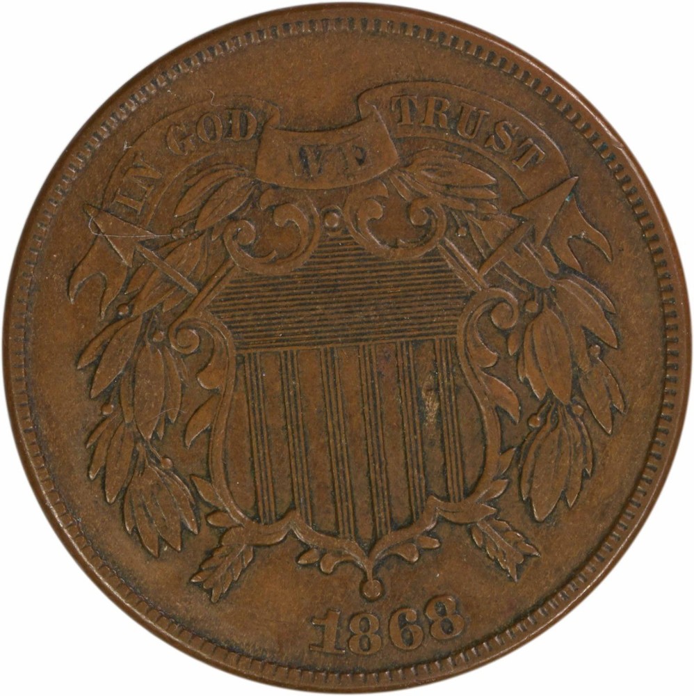 1868 Two Cent Piece AU Uncertified #122