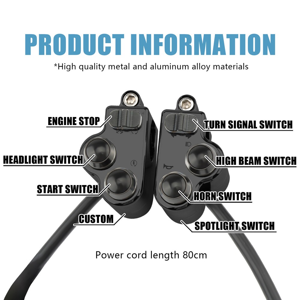 Motorcycle Universal 1" Handlebar Control Switch For Harley Sportster Dyna Black