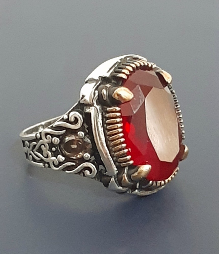 925 SILVER RING Men Solitaire Spinel Ring Sterling Man $